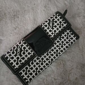 Coach Black and White Patent Leather Wallet